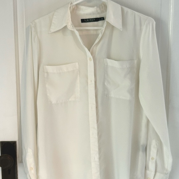 Lauren Ralph Lauren semi sheer button down blouse. - Picture 1 of 6